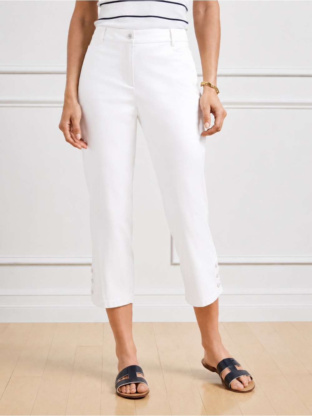 Talbots Perfect Skimmer White Pedal Pusher Crop Pants Size 6 NWT